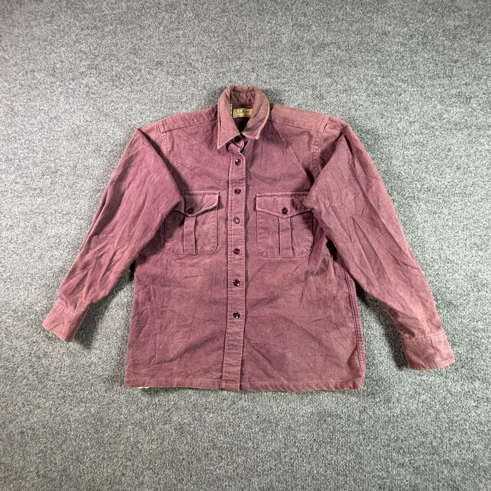 Vintage LL Bean Chamois Cloth Flannel Shirt Womens 10 Purple Western Button Up